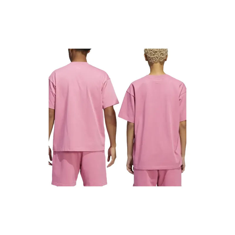 Adidas Originals x Pharrell Williams Drop Shoulder Sleeve T Shirt Unisex Pink-5