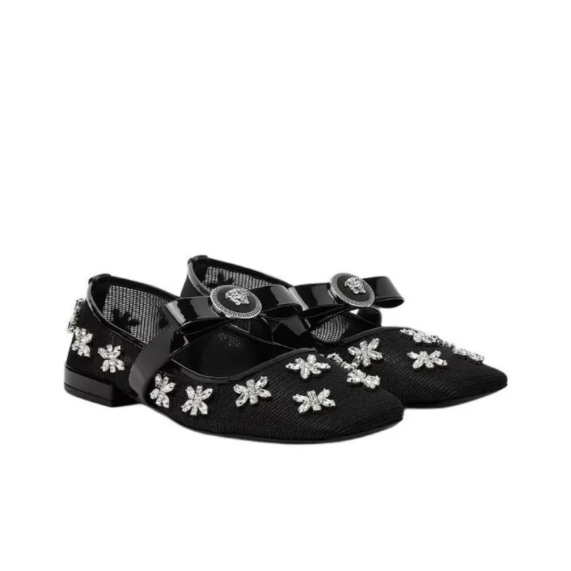 VERSACE Flat Casual Single Shoes Women's Black-2