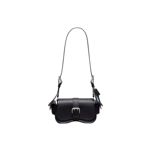 Coachtopia Wavy Dinky Litchi Grain Leather Crossbody Bag Shoulder Bag Medium Size Unisex Black
