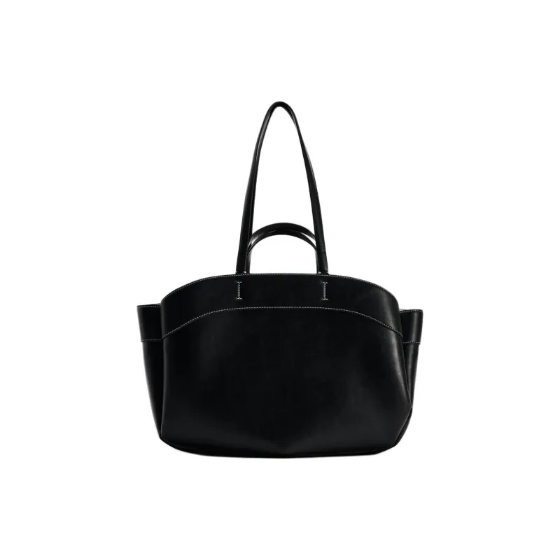 ZARA PU Tote Bag Shopping Bag Shoulder Bag Handbag Large Size Women's Black-0