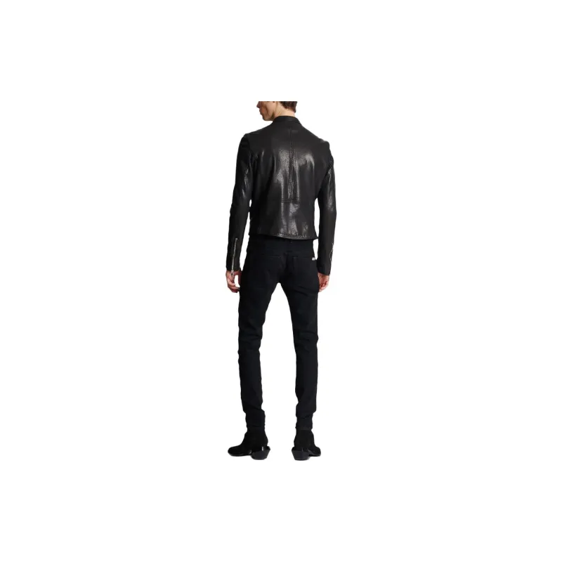 BALMAIN Zipped Leather Biker Jacket-4