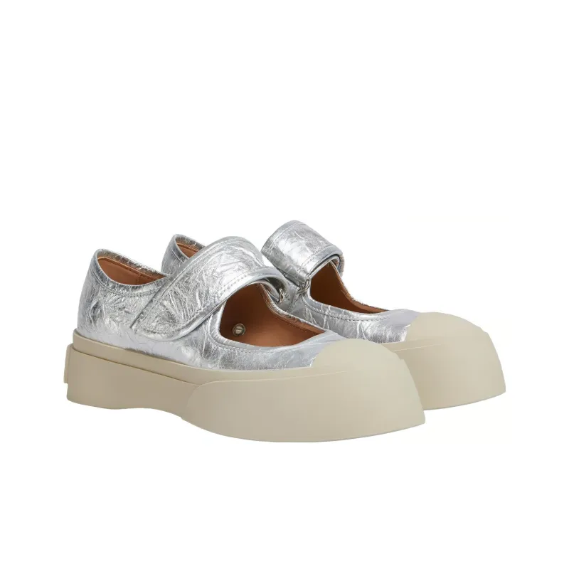 MARNI Mary Jane Metallic Wrinkled Sneakers Women's-3