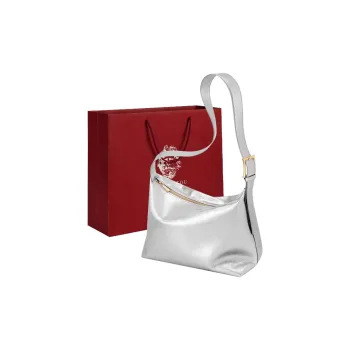 Old Man's Head Cow Split Leather Shoulder Bag Women's Silver