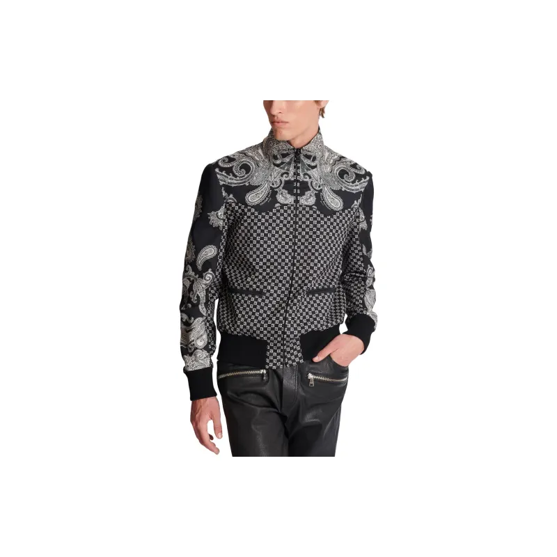 BALMAIN Graphic print Zipped Bomber Jacket-5