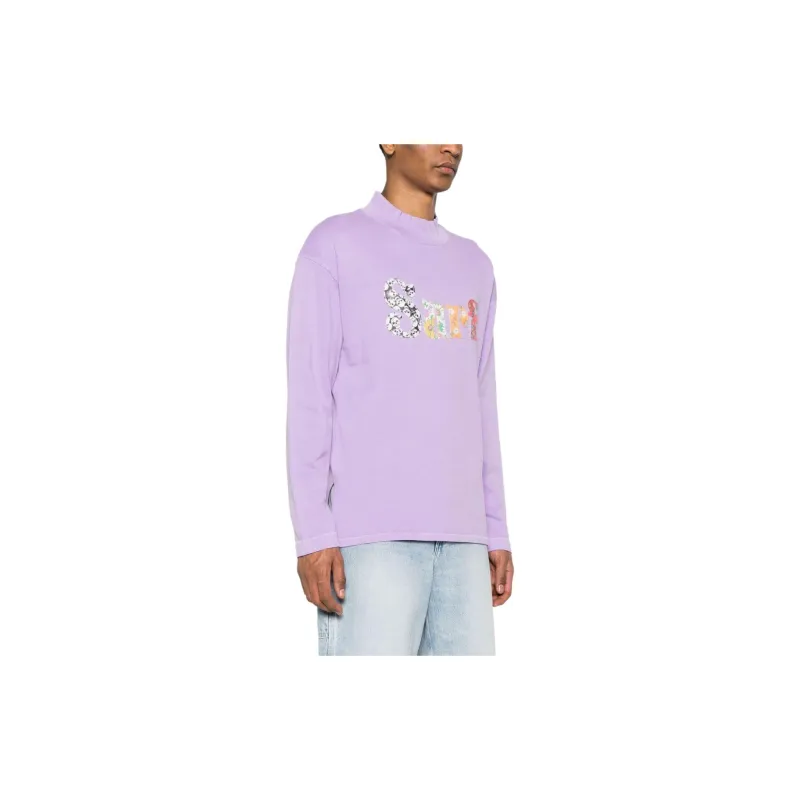 ERL Motif Embroidered Mock Neck T Shirt-3