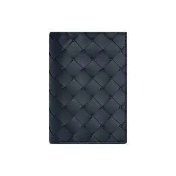 Bottega Veneta Intrecciato Cow Leather Passport Holder Regular Men's Dark Shadow Gray With Olive Oil