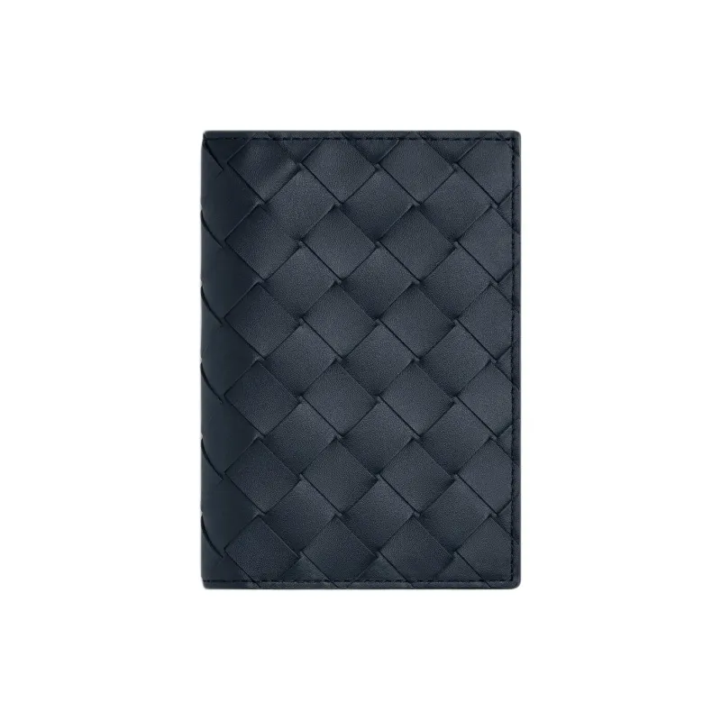 Bottega Veneta Intrecciato Cow Leather Passport Holder Regular Men's Dark Shadow Gray With Olive Oil-0