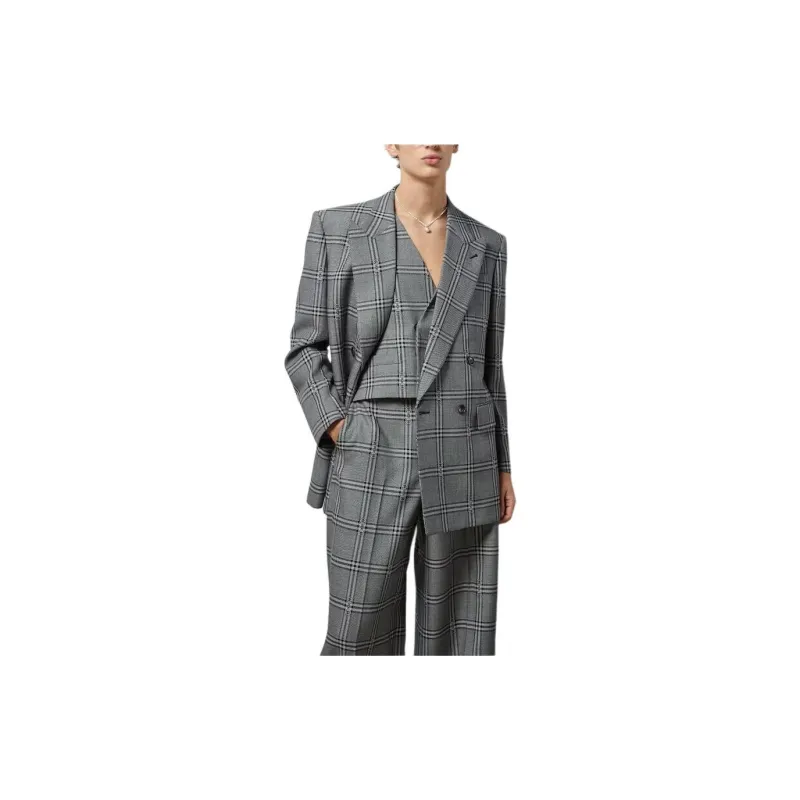 GUCCI Horsebit Plaid-check Wool Blazer-4
