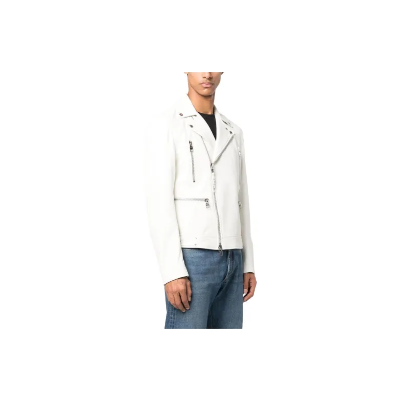 Alexander McQueen Leather Jacket Men's White-3