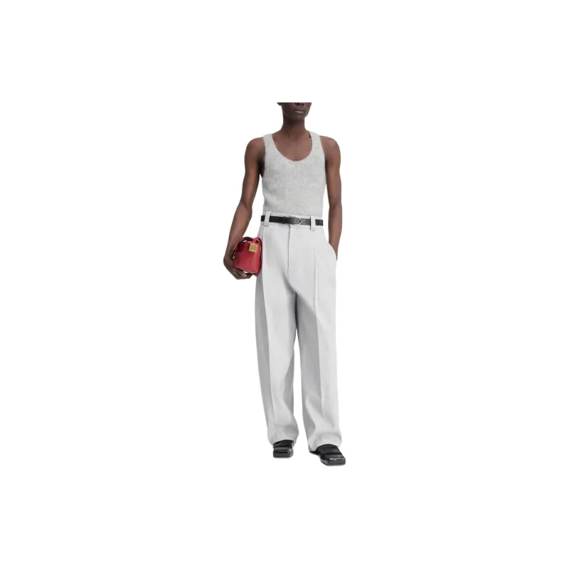 Jacquemus FW24 Curved Pleated Pants Suit Trouser Men's Light Grey/Light Gray-1
