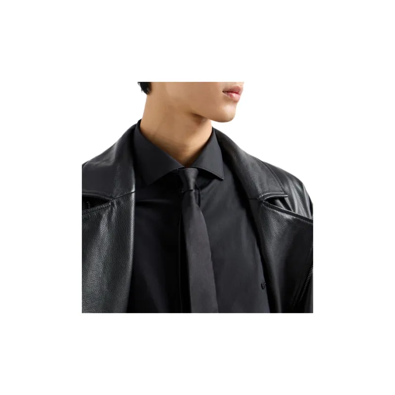 EMPORIO ARMANI Pima Canvas Shirt With Piped Placket-4
