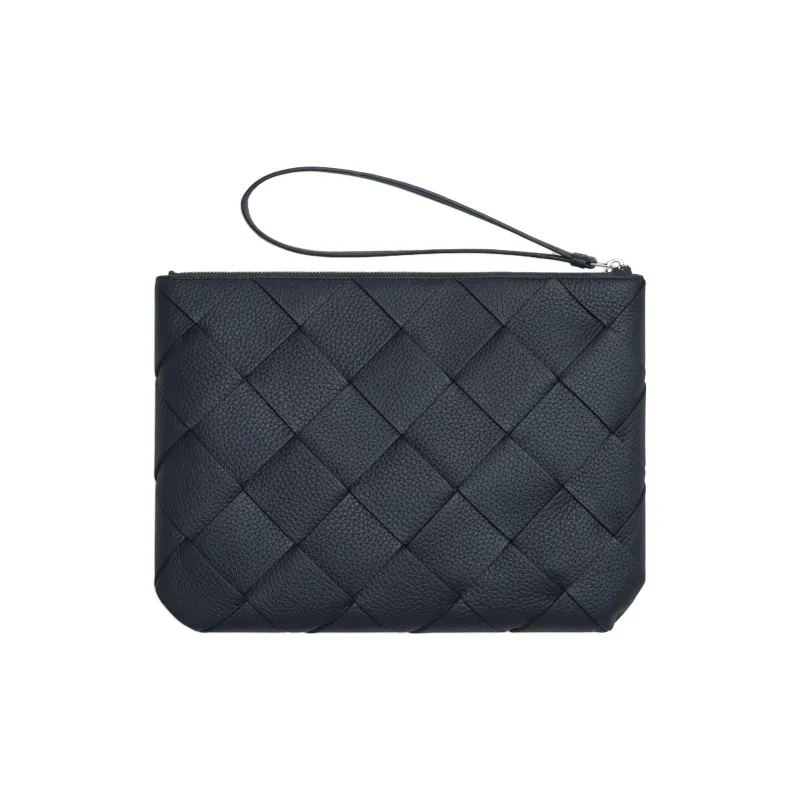 Bottega Veneta Calfskin Clutch Tubas Men's Blue Black-1