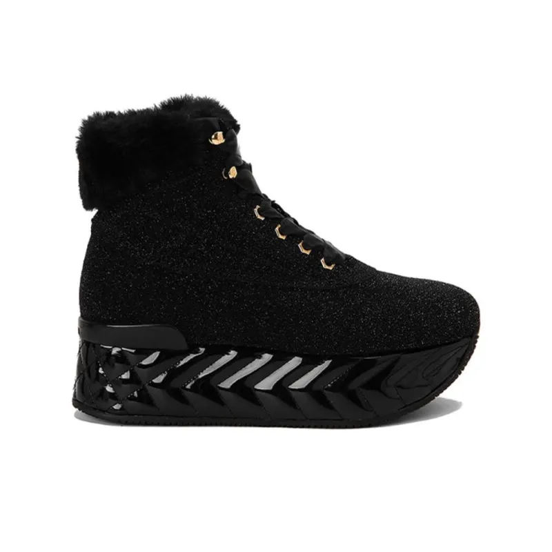 HOGAN H389 High-Top Platform Shoes Women's Follow Black-1