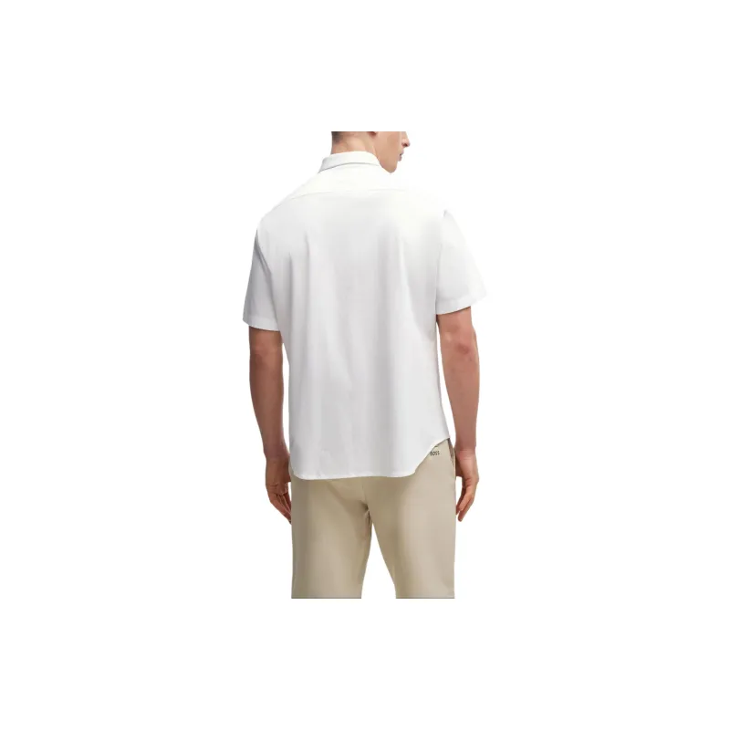 HUGO BOSS Regular Fit Shirt In Cotton Piqué Jersey Shirt Men's White-4
