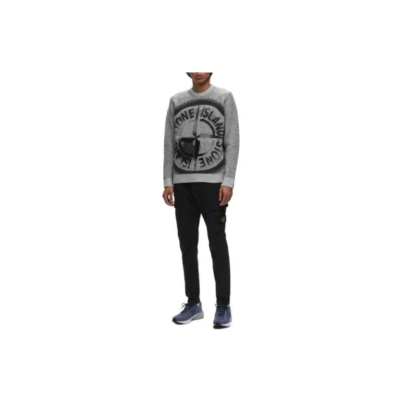 STONE ISLAND Logo Patch Tapered Trousers-1