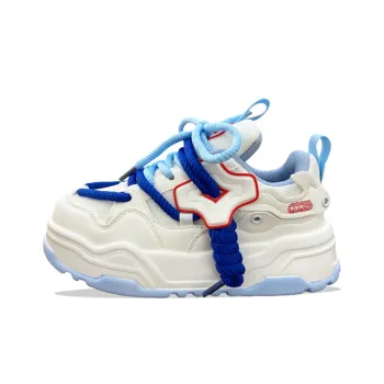 XLAIII Anti Slip Wear Resistant Low Top Casual Shoes Unisex White Blue