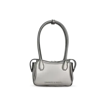 CHARLES&KEITH PU Shoulder Bag Medium Size Women's CK2 30271278 Tin Gray/Noir Black