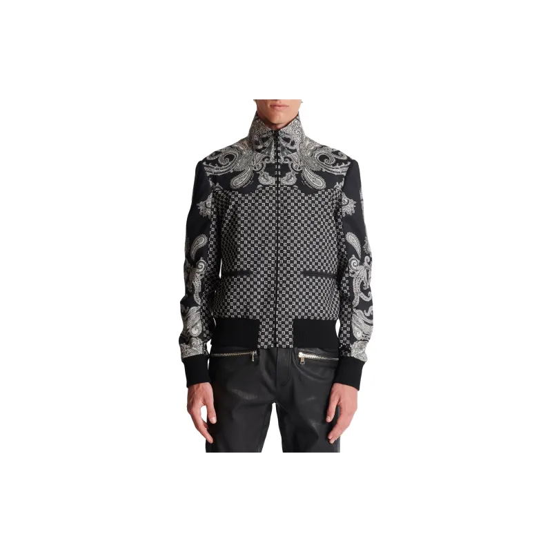 BALMAIN Graphic print Zipped Bomber Jacket-4