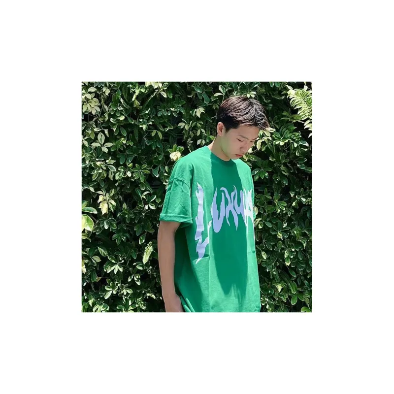 LVXWA Straight T Shirt Unisex Grass Green-5