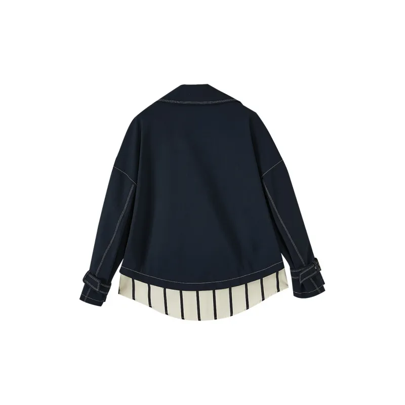 XIANGYING Jackets Coats Women's Navy Blue-1