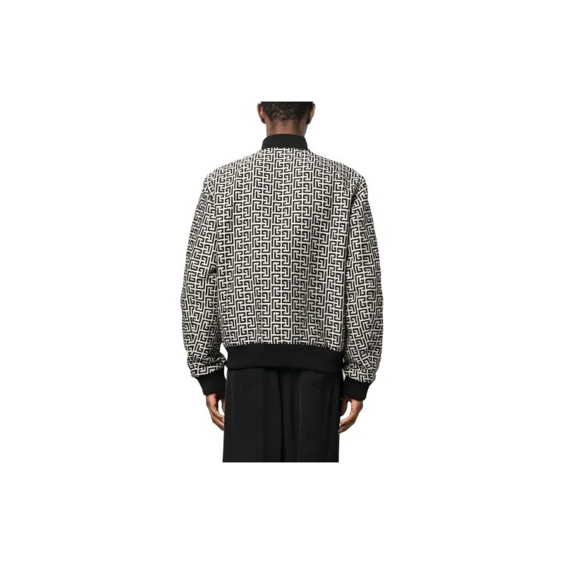 BALMAIN Monogram-pattern Reversible Bomber Jacket-1
