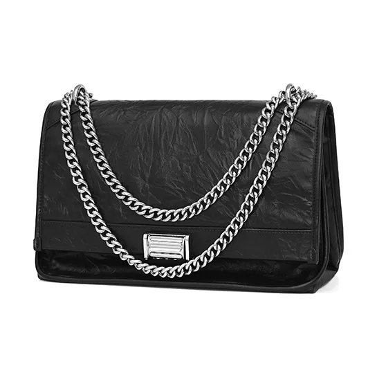 VALUNCICA EUROPHAM Cow Leather Tote Bag Casual Handbag Shoulder Bag Crossbody Bag Large Size Women's Black/Havana-3