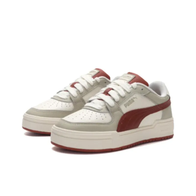 PUMA Ca Pro Anti-Slip Wear-Resistant Low-Top Skateboard Shoes Unisex White Gray Red-2