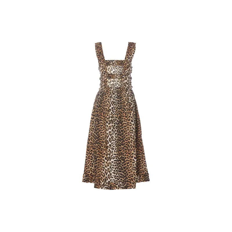 GANNI Sleeveless Dress Women's Brown-1