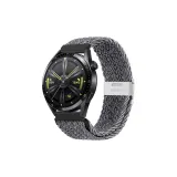 [Woven Loop Buckle]Gray White-Silver-Tone Buckle
