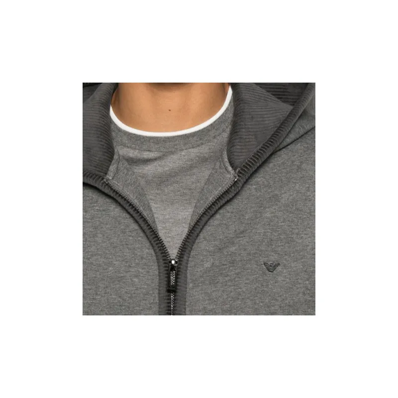 EMPORIO ARMANI Logo Embroidered Zip-Up Hoodie-3