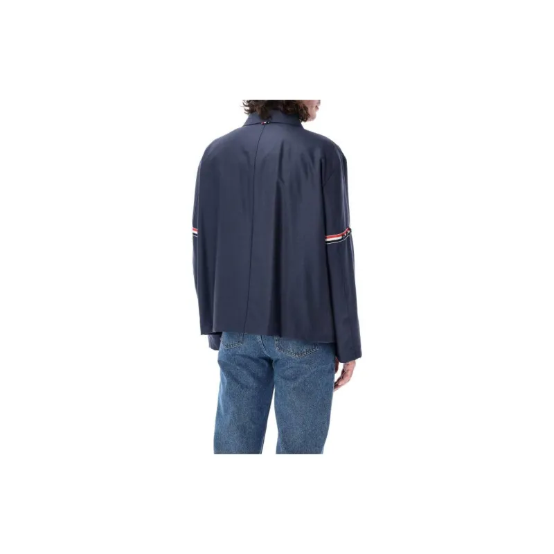THOM BROWNE Signature Stripe Detailed Long Sleeved Shirt Jacket-3