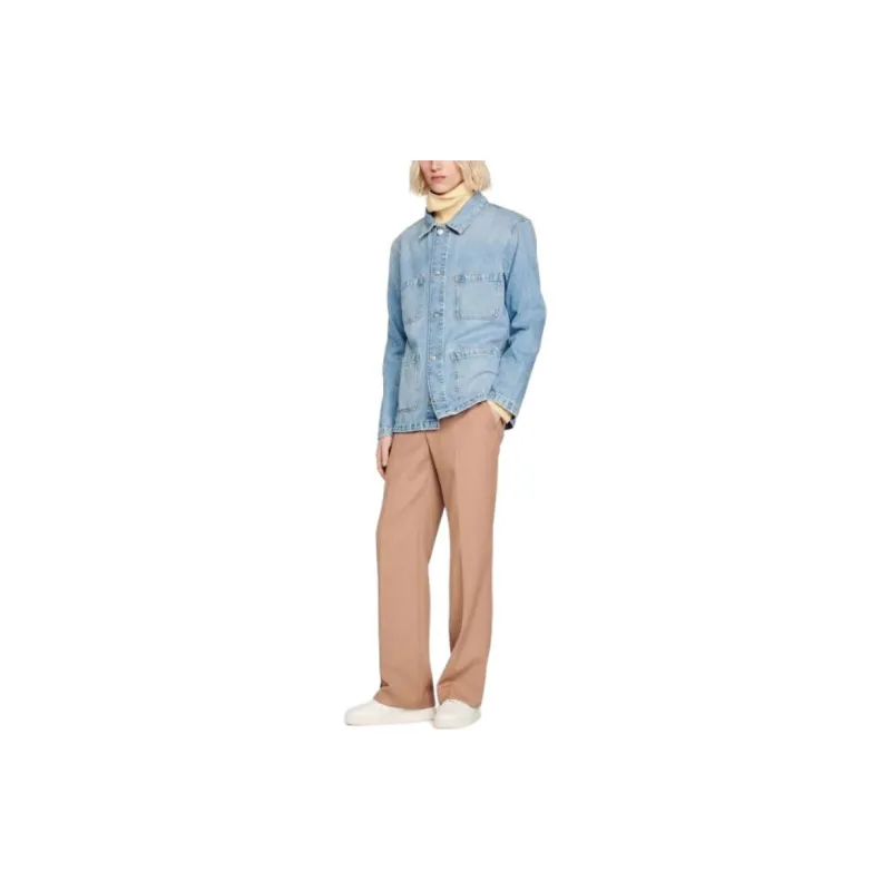 Sandro Denim Ceket Denim Jacket Men's Blue-4