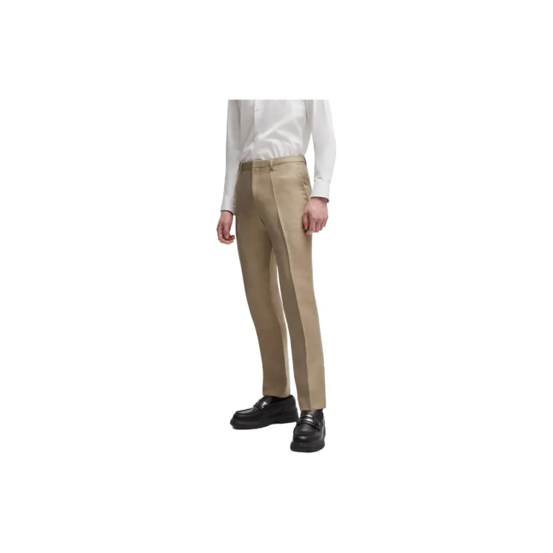 HUGO BOSS Extra-Slim-Fit Suit In Linen-Blend Chambray Business Suits Men's Light Brown-5