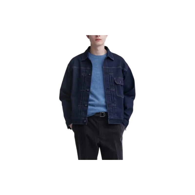 UNIQLO Denim Jacket Unisex Deep Sea Blue-3