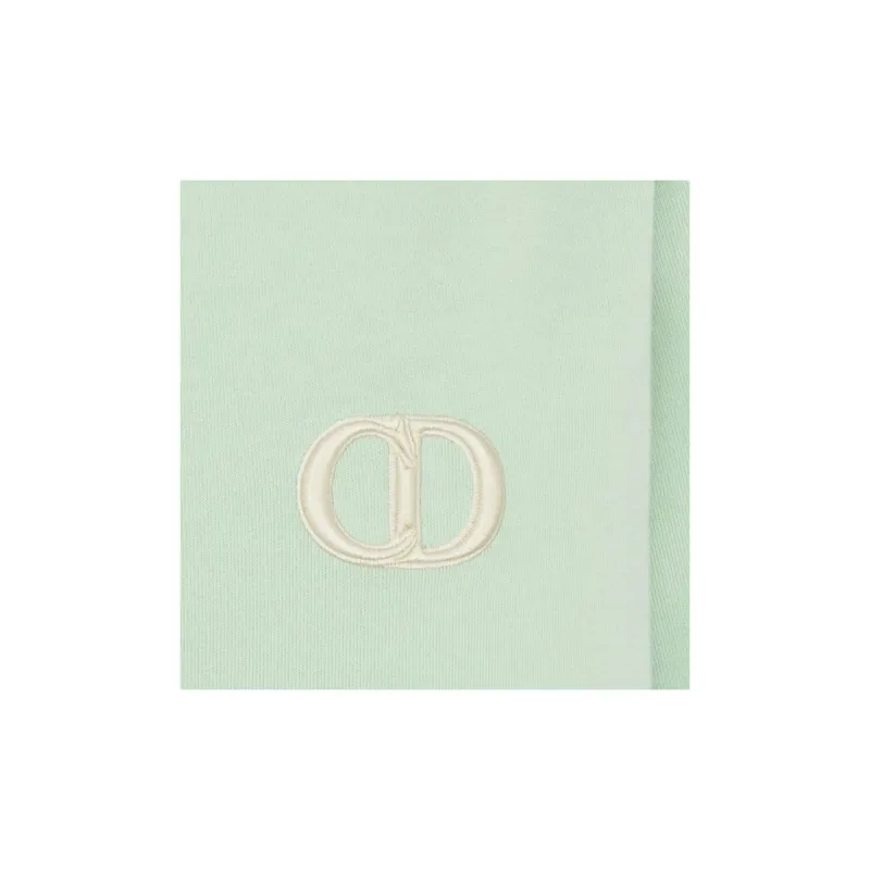 DIOR Logo Embroidery Loose Fit Crew Neck Short Sleeved T Shirt T Shirt Men's Light Green-6