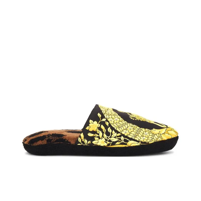 VERSACE Barocco Closed Toe Slippers Unisex Brown-1