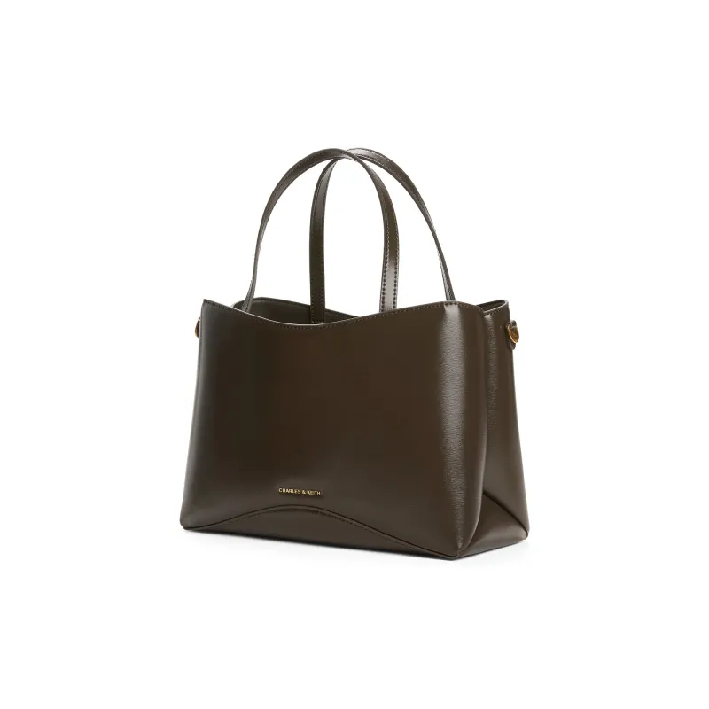 CHARLES&KEITH PU Shoulder Bag, Crossbody Bag, Handbag Medium Size Women's Dark Moss Green Dark Moss-1