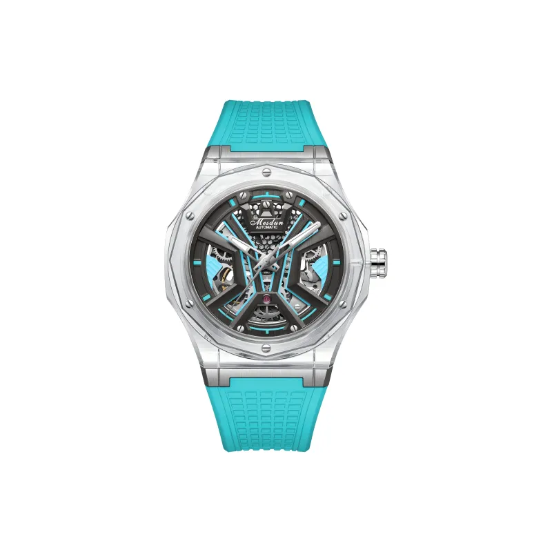 MESDUN Automatic Mechanical Movement Silicone Strap Watch Men's Watches Black Dial-8