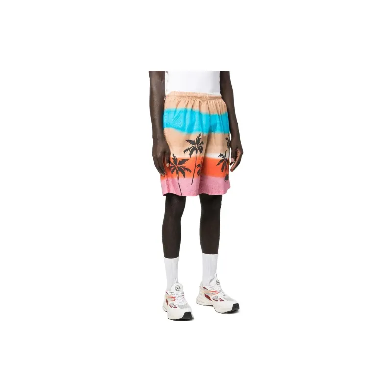 Barrow Palm Tree Printed Striped Bermuda Shorts-3