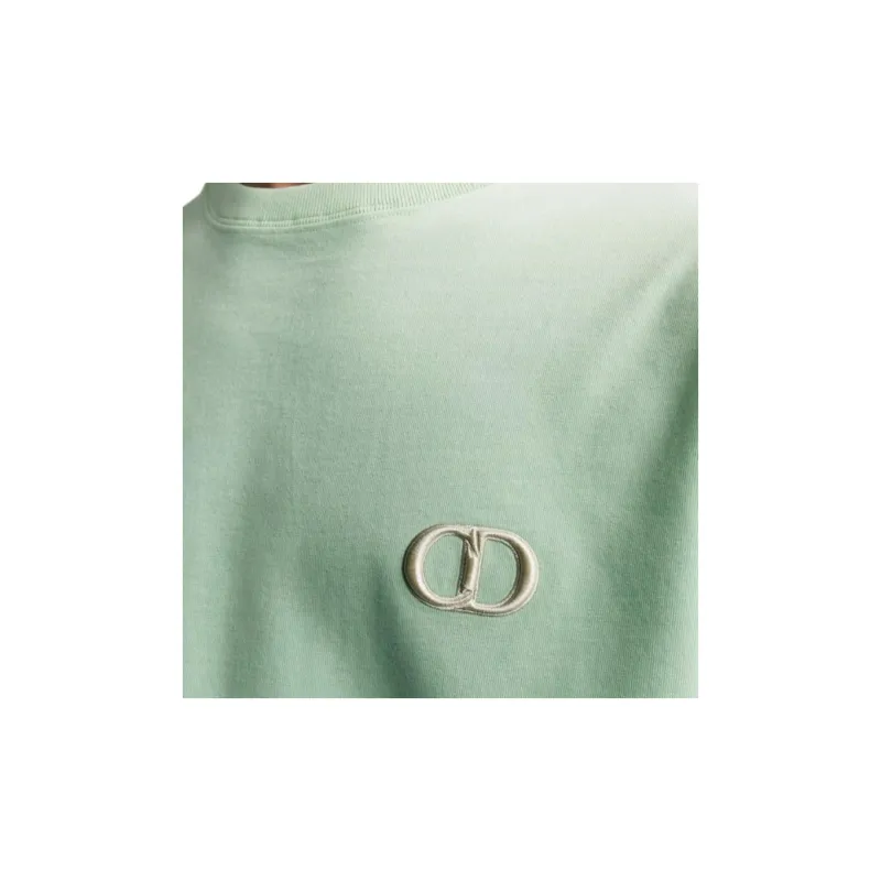 DIOR Logo Embroidery Loose Fit Crew Neck Short Sleeved T Shirt T Shirt Men's Light Green-5