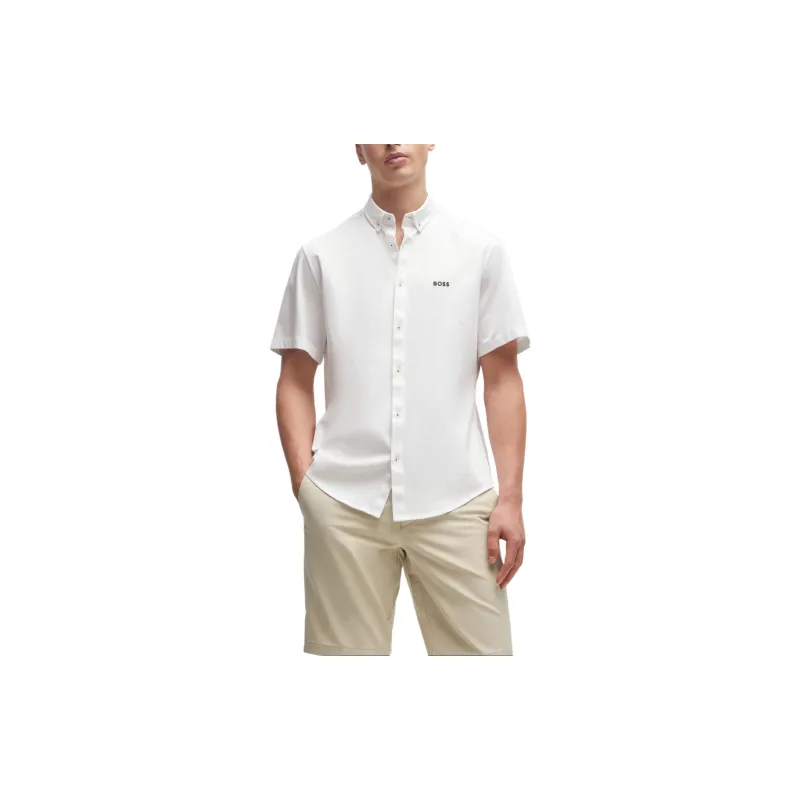 HUGO BOSS Regular Fit Shirt In Cotton Piqué Jersey Shirt Men's White-2