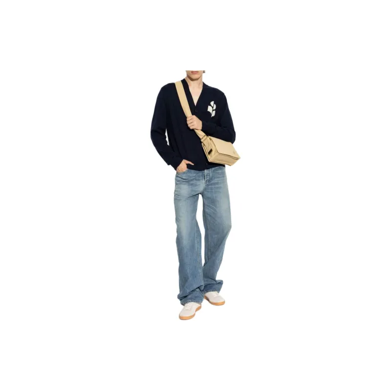 ISABEL MARANT Elvin Logo Intarsia Knit V Neck Cardigan-2