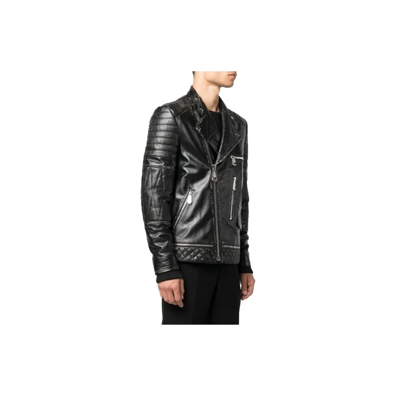 PHILIPP PLEIN Logo plaque Leather Biker Jacket-3