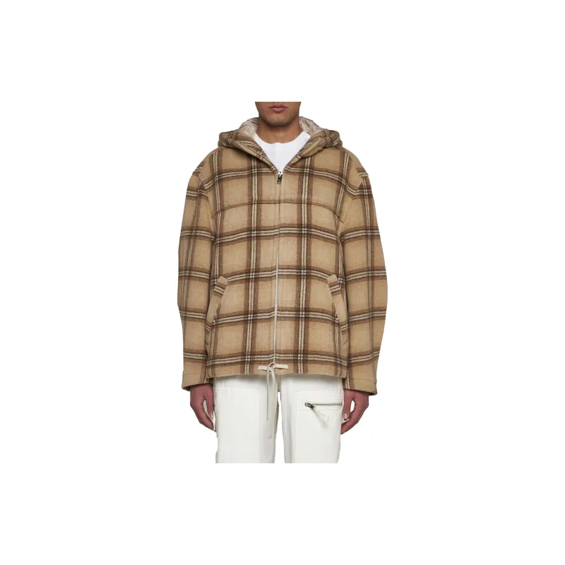 ISABEL MARANT Checked Hooded Drawstring Trim Jacket-2