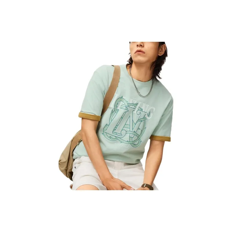 LiNing Sports Life Collection T Shirt Men's Light Moss Blue-2