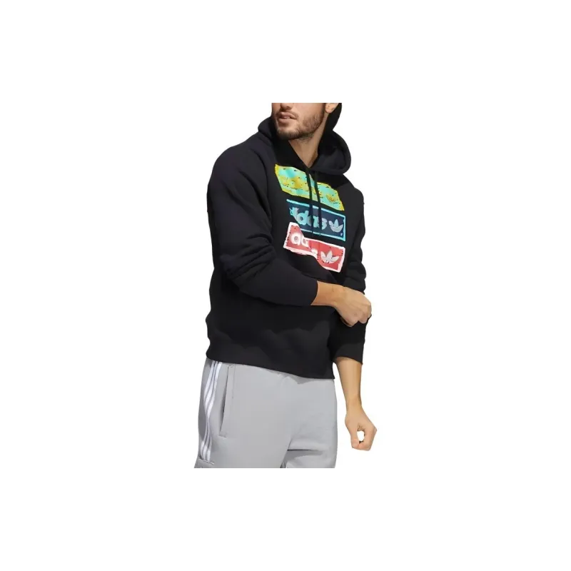 Adidas Originals TRI LINEAR HOOD Sweatshirt Men's Black-2