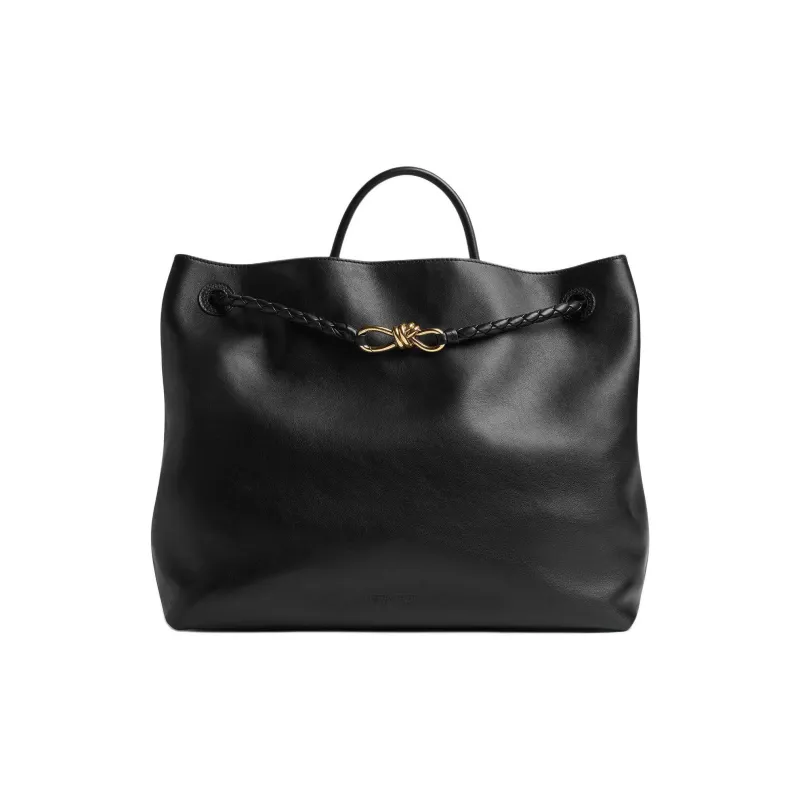 Bottega Veneta Andiamo Series Silky Cow Leather Shoulder Bag Crossbody Bag Handbag Large Size Women's Black-0