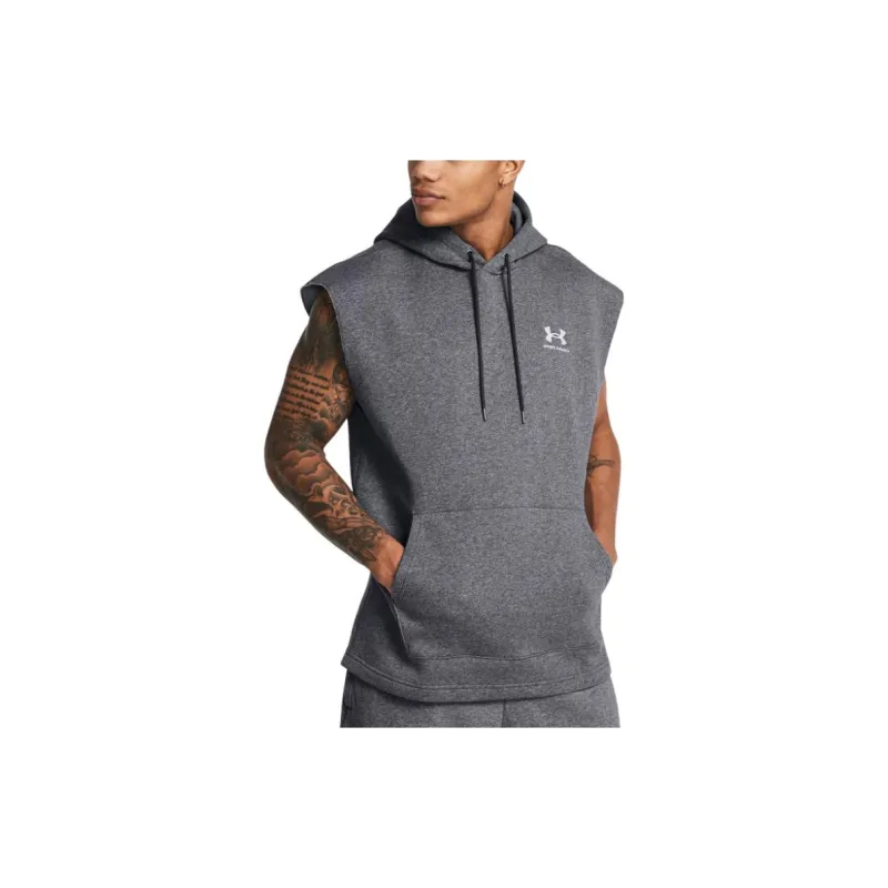 Under Armour Icon Fleece Sleeveless Hoodie Sweatshirt Men's Paint Gray-2