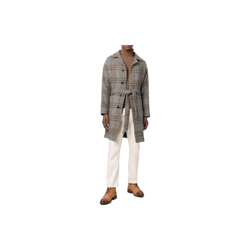 Tagliatore Check print Tie waist Single breasted Coat-1