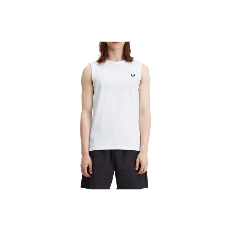 FRED PERRY Crew Neck Vest T-Shirt Men's White-2